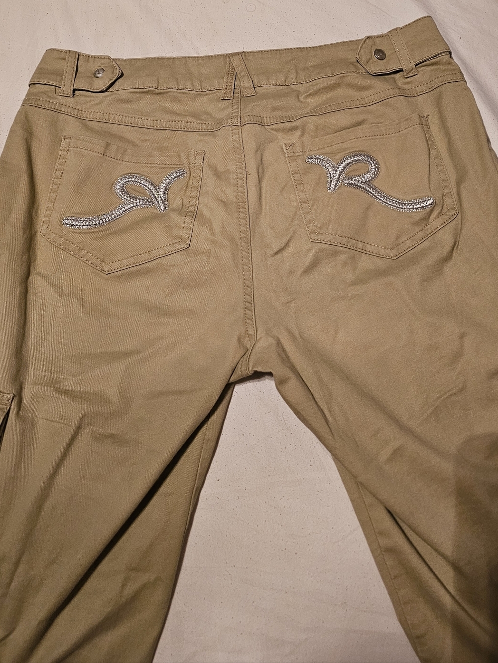 Rocawear Y2K Khaki Ruched Cargo Pants, Stackedpants